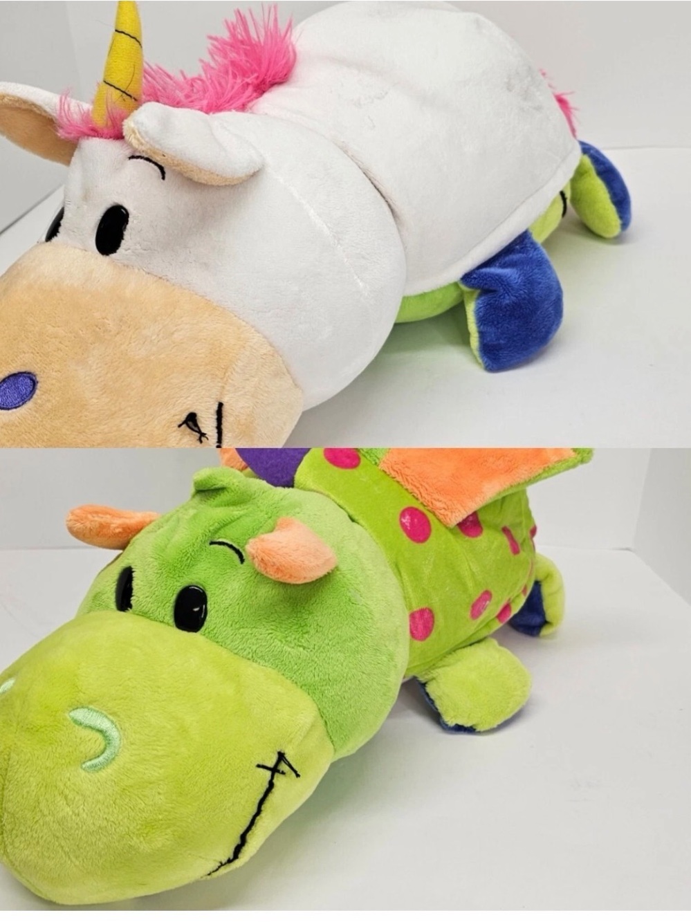 Flip A Zoo Plush Imogen Dragon Persephone Unicorn XL Reversible Stuffed Animal.